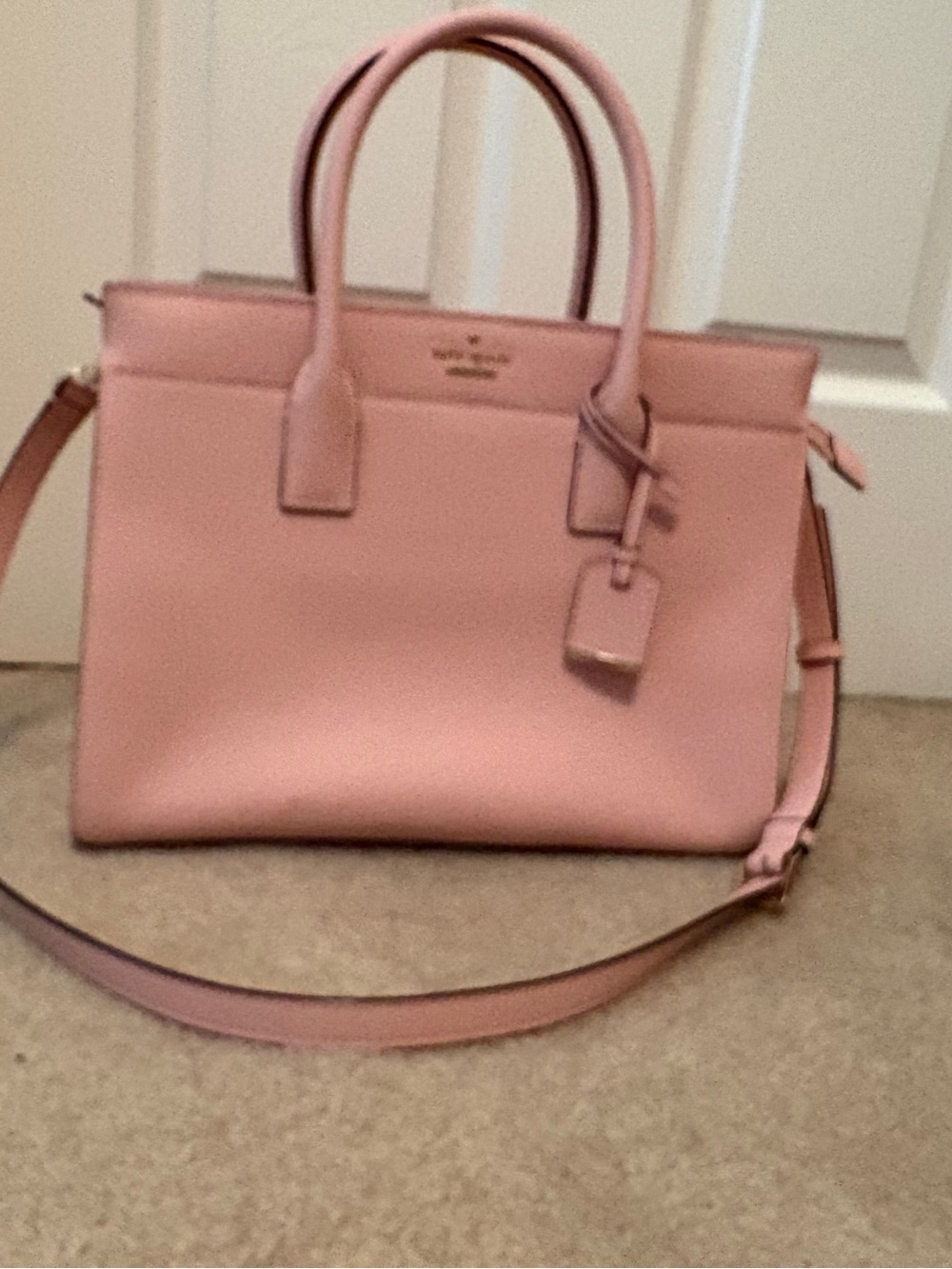 Kate Spade Blush Pink Leather Tote with Pom Charm - Picture 3 of 13